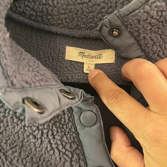 Madewell purple/grey fleece pullover. Size large. Good used condition. - Picture 6 of 8